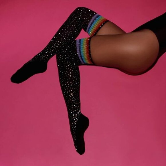New Sexy Striped Over The Knee Stockings One Size - Picture 1 of 7